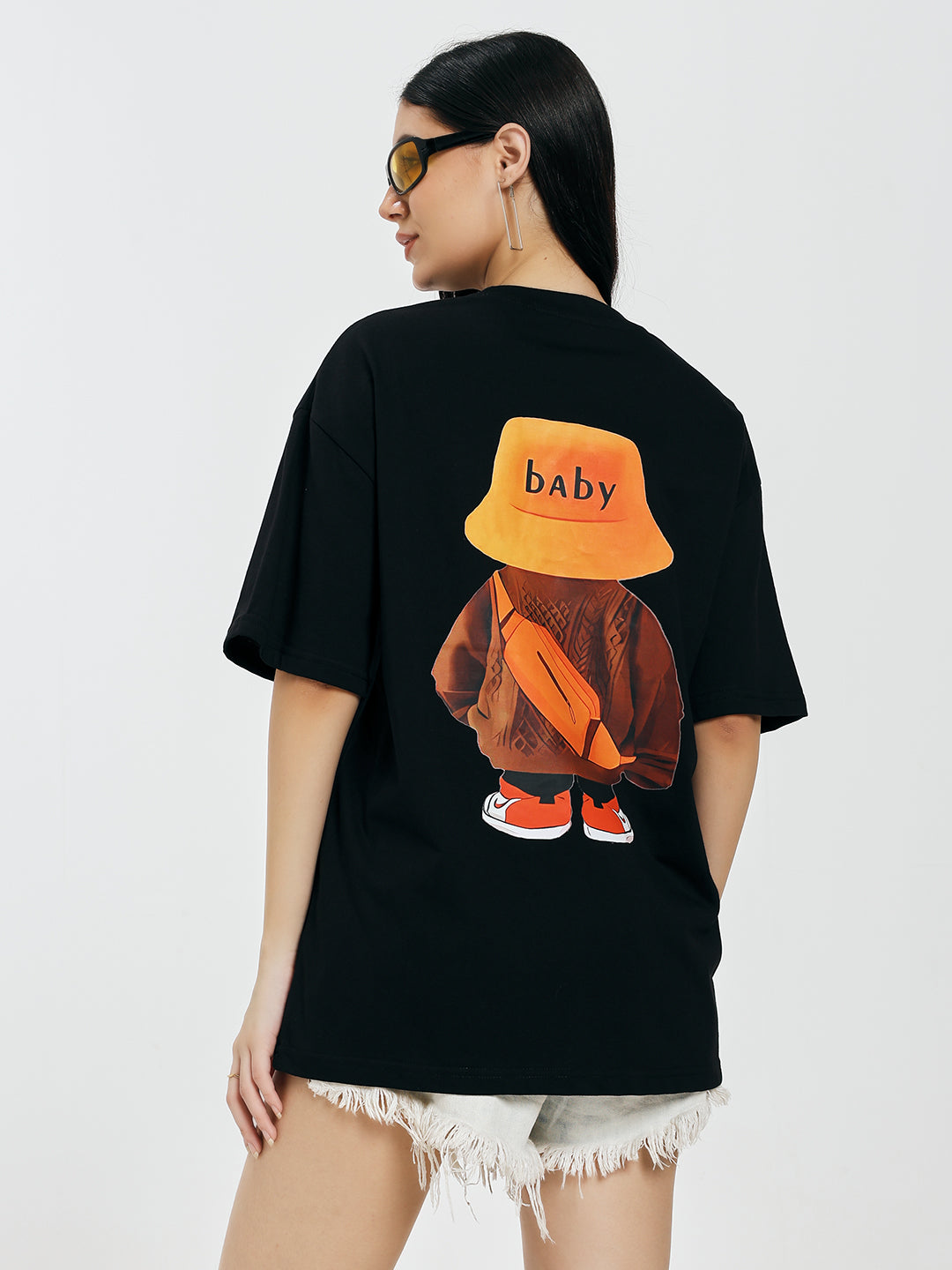 Printed Black Oversized T-Shirt