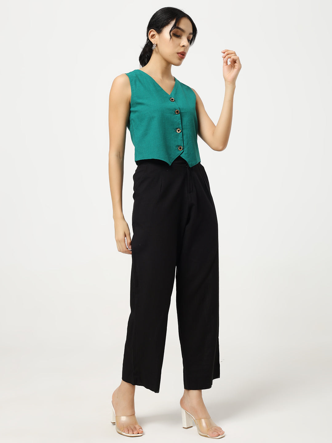 Green - Linen Blend Waistcoat