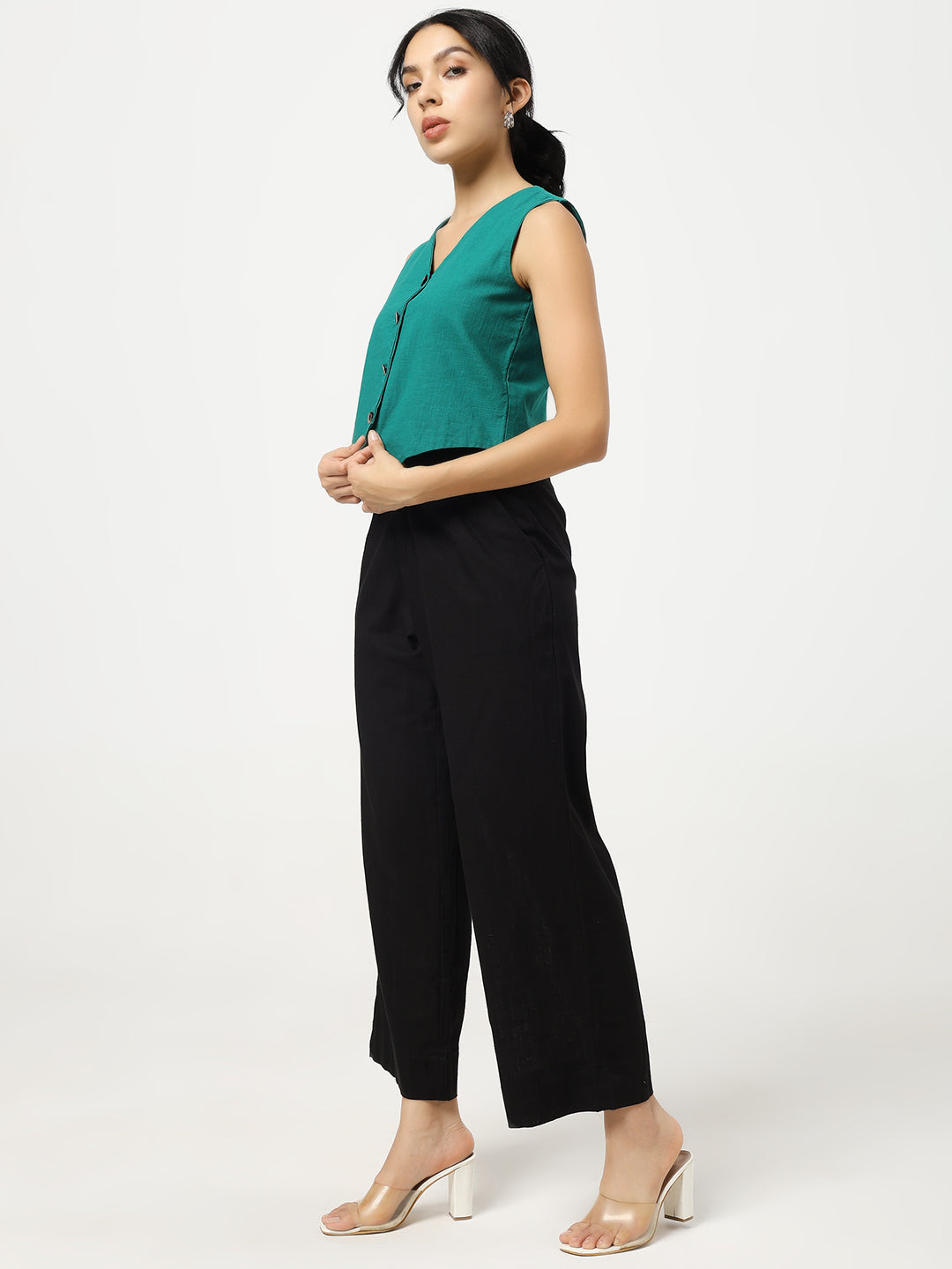 Green - Linen Blend Waistcoat