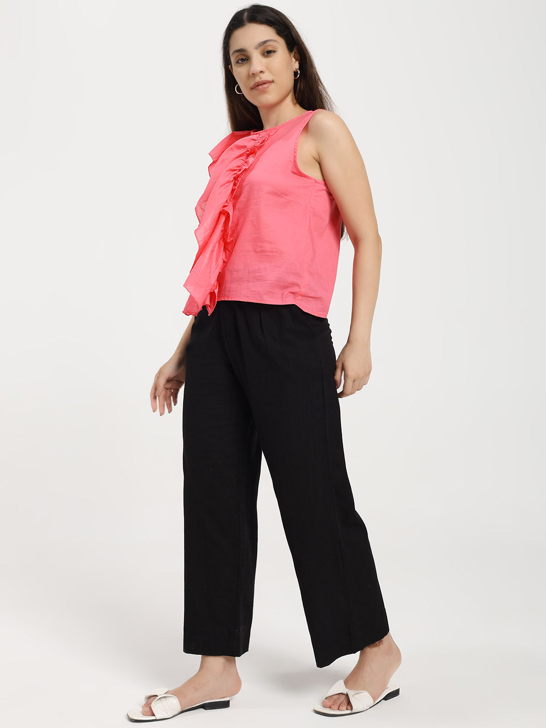 Fuchsia Pink Ruffled Top