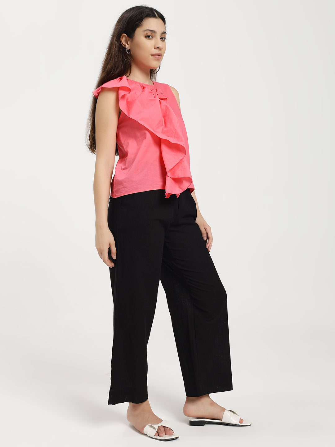 Fuchsia Pink Ruffled Top