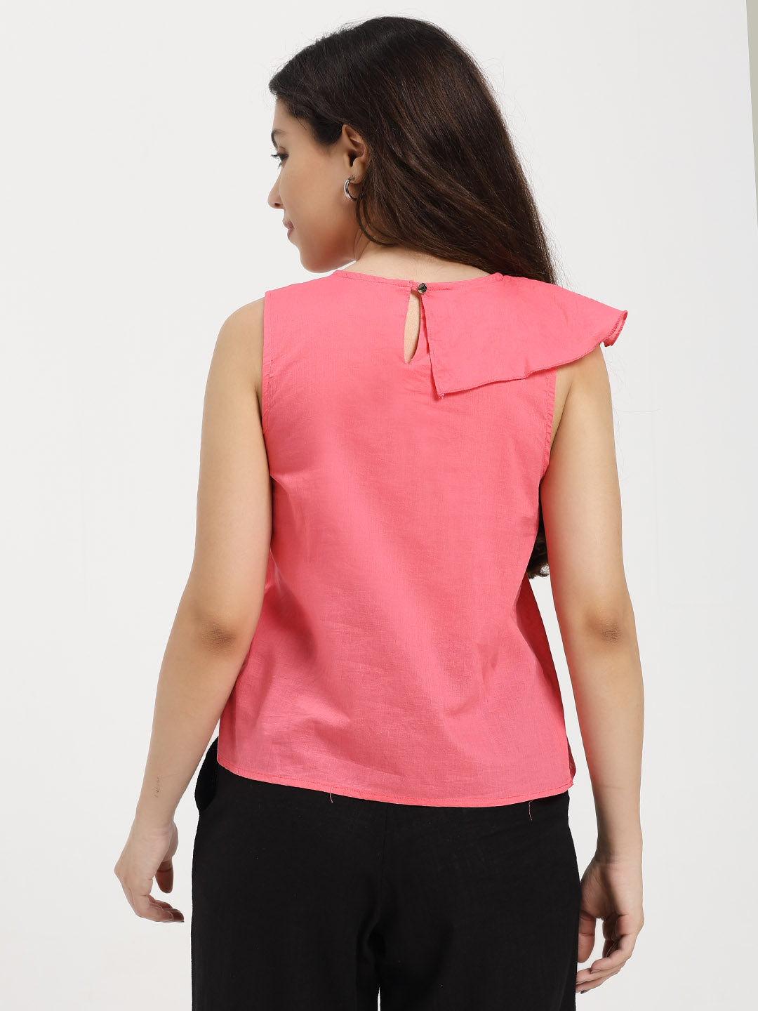 Fuchsia Pink Ruffled Top