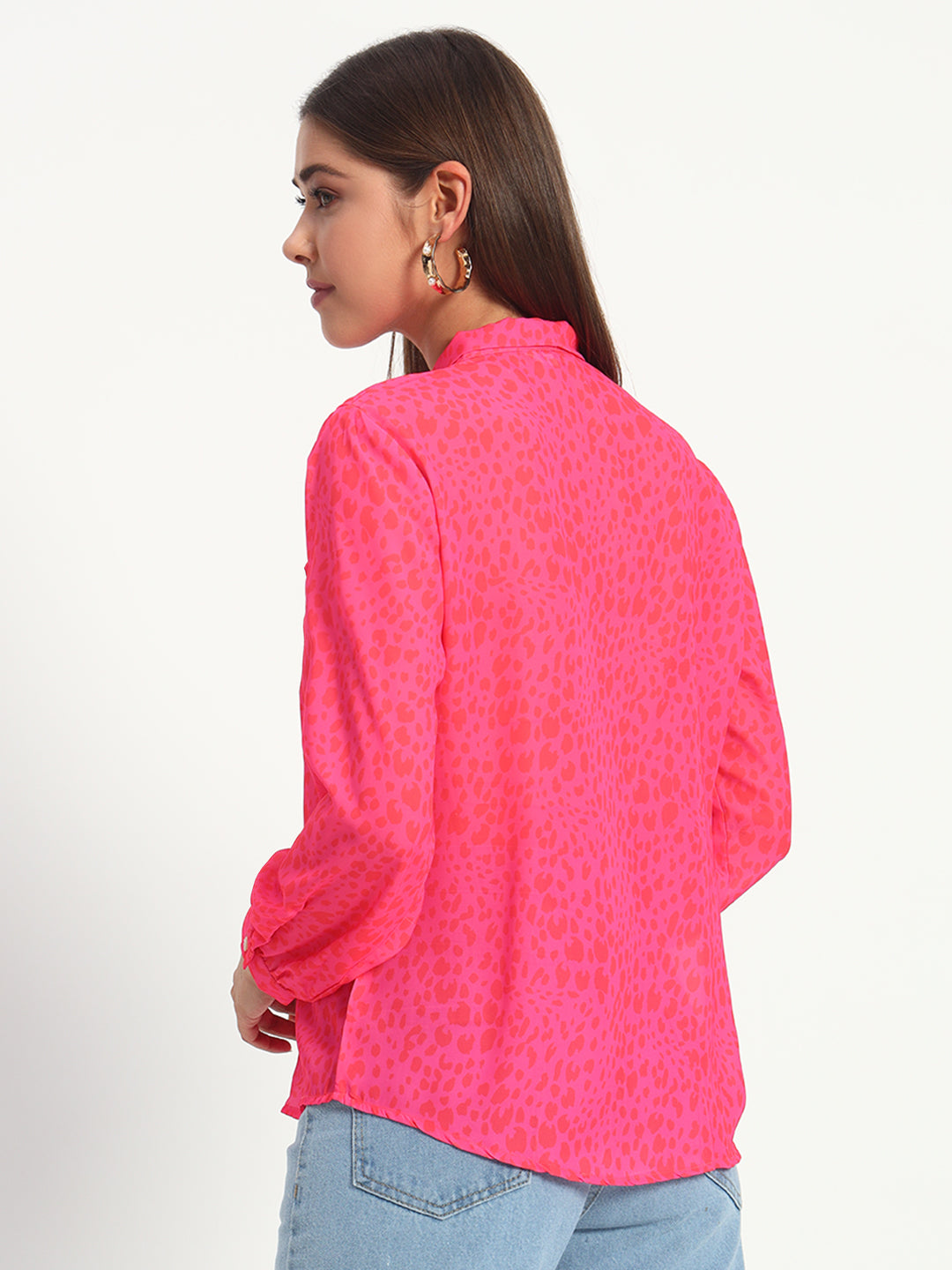Hot Pink Animal Print Bow Shirt