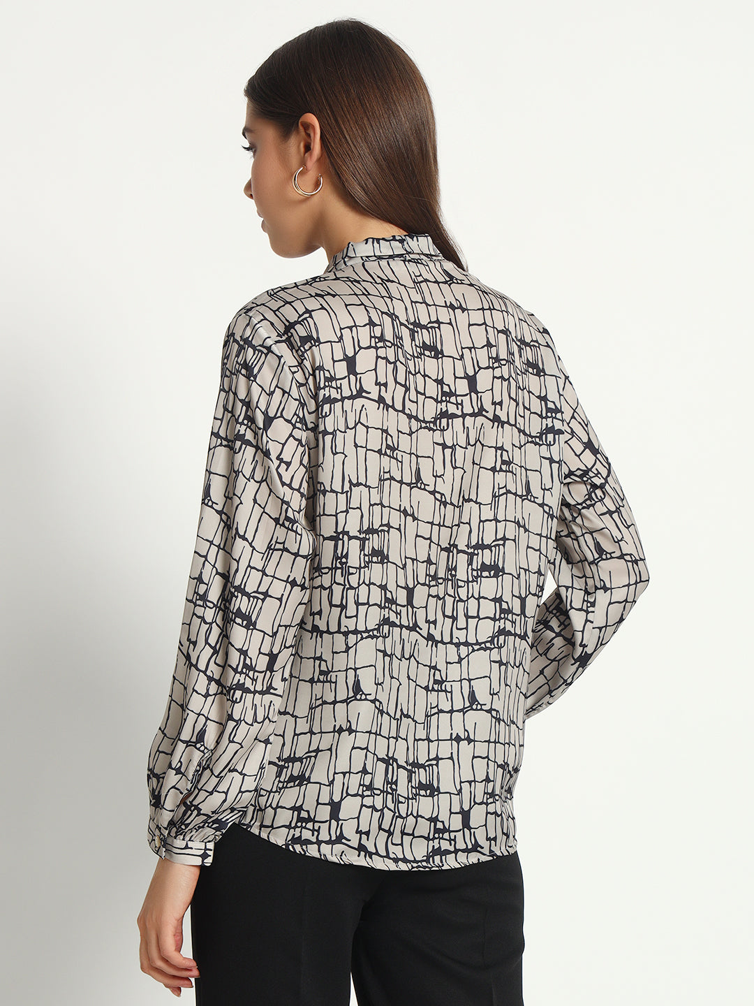Brick Print Bow Shirt