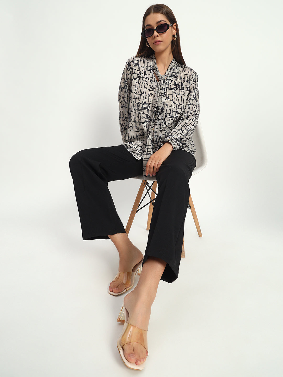 Brick Print Bow Shirt