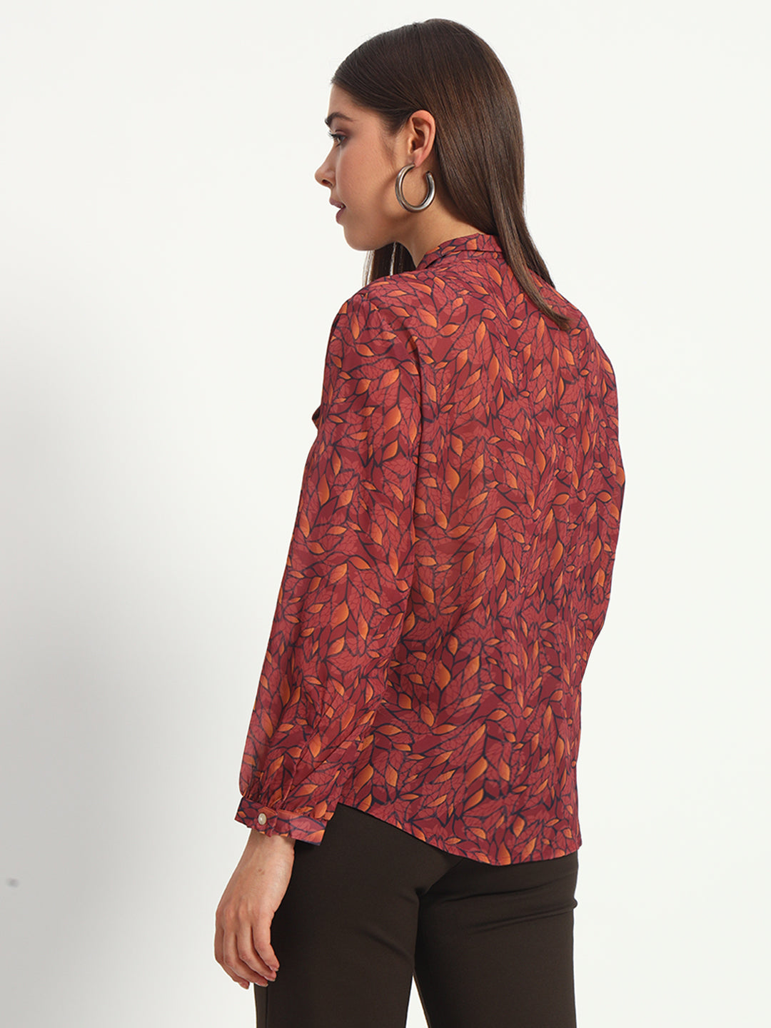 Maroon Lucent Leaf Bow Shirt