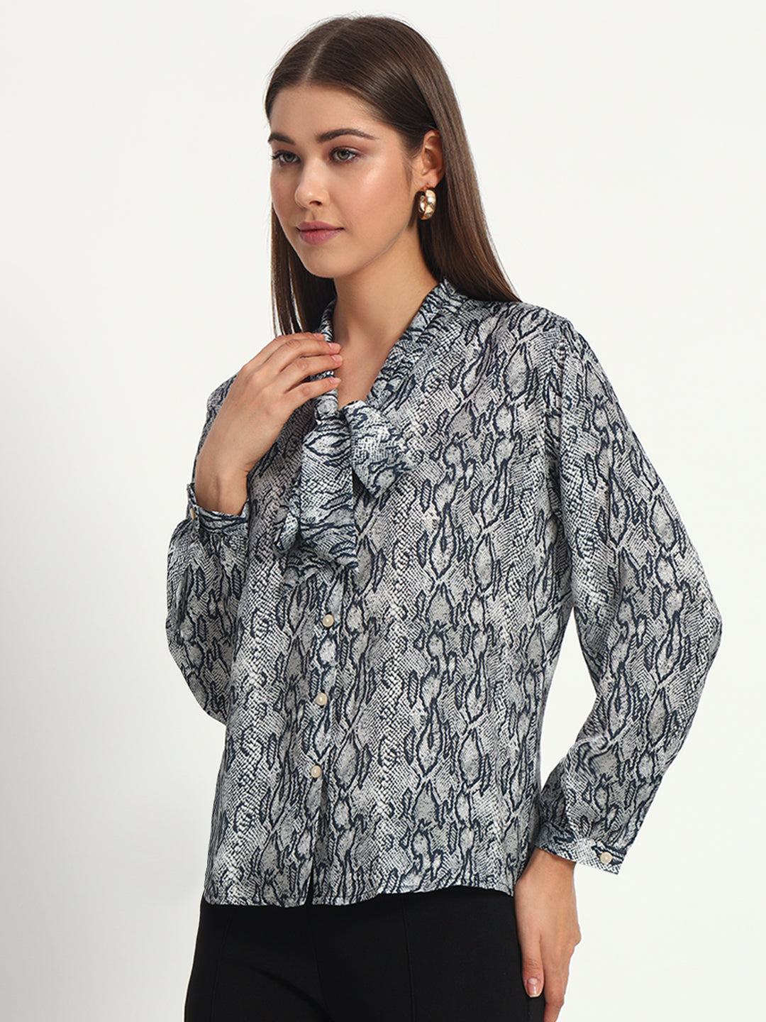 Animal Print Bow Shirt