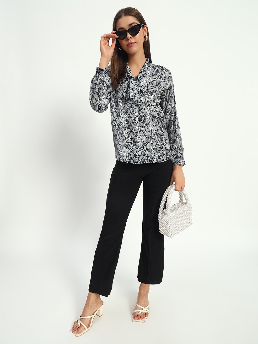 Animal Print Bow Shirt