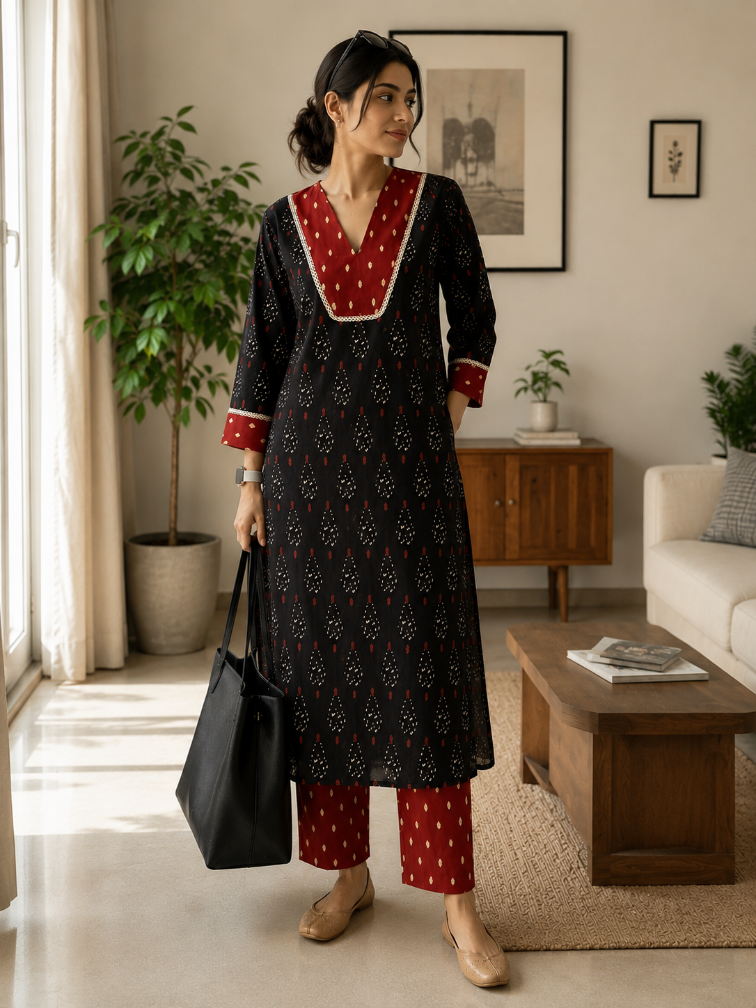 BUTI – Black Printed Kurta Set