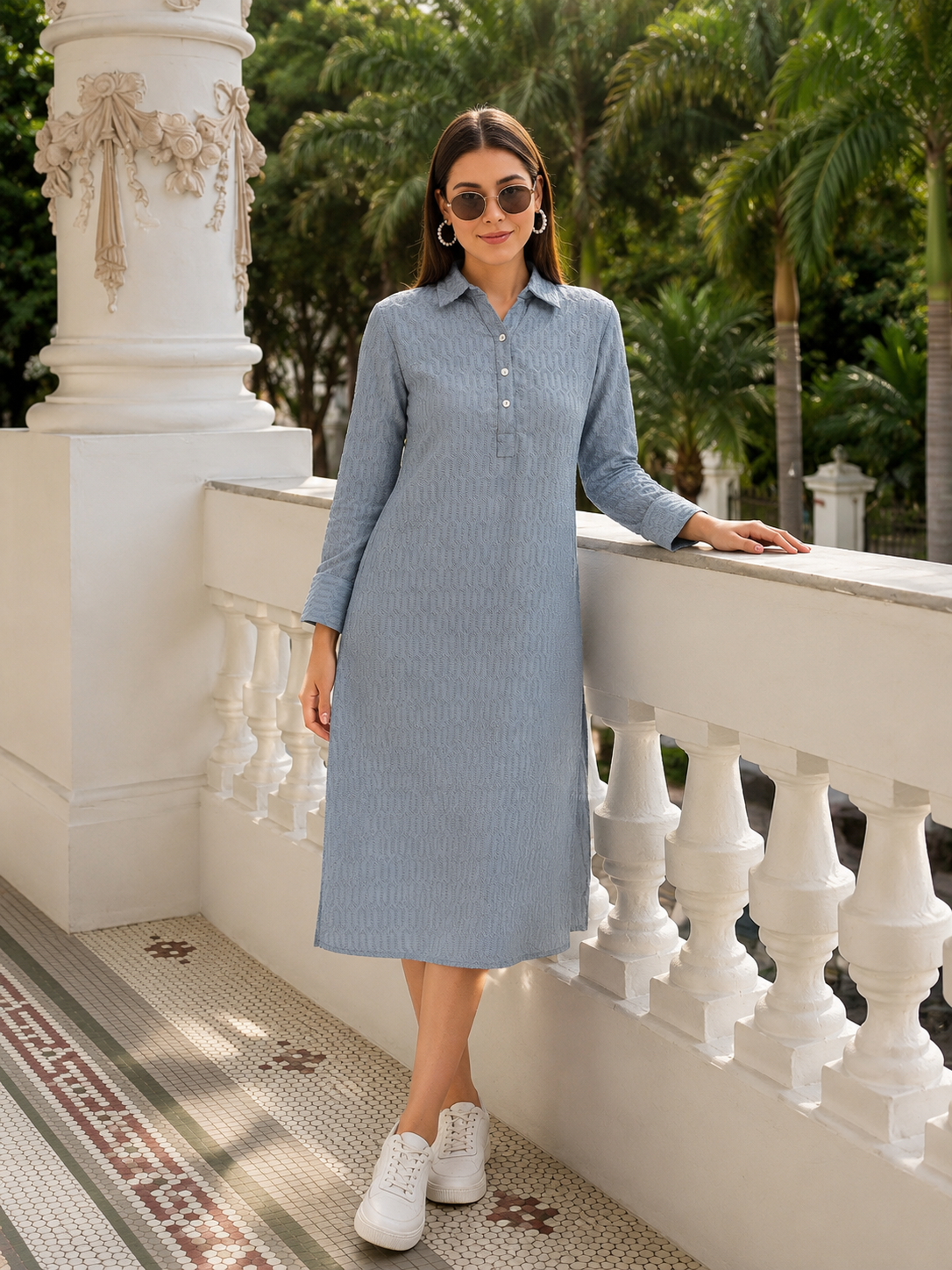Wrinkle Grey Straight Dress