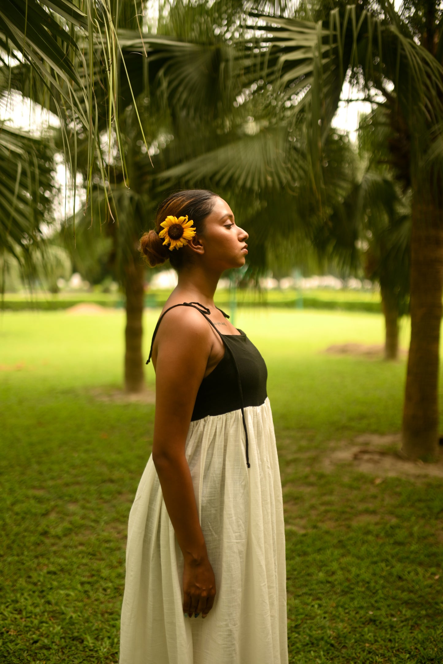 Linen Blend Midi Dress