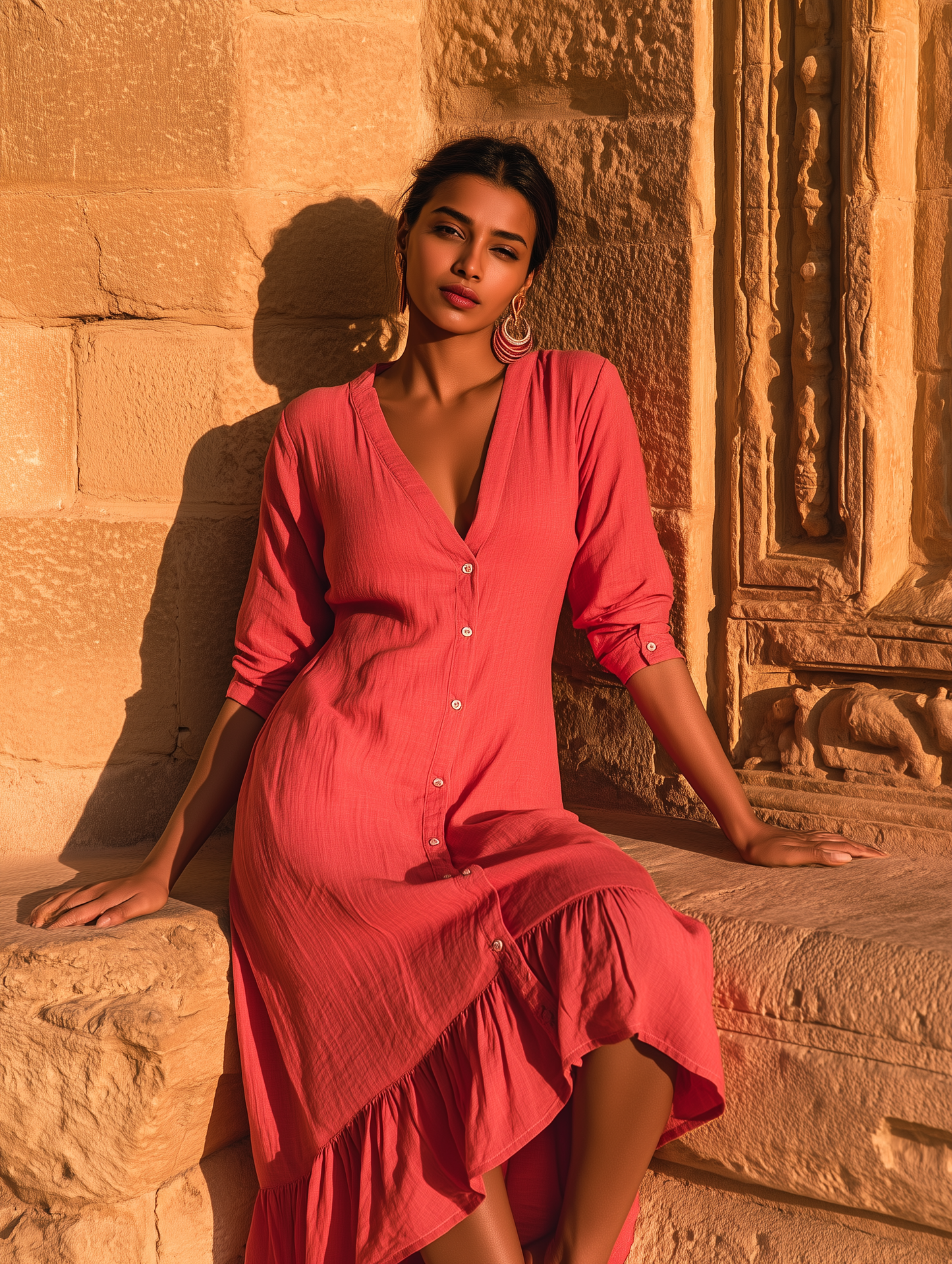 Fiery Pink A-Line Dress