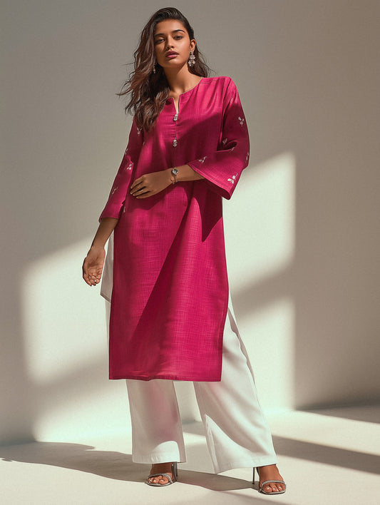 GULNAZ – Pink Embroidered Kurta Set