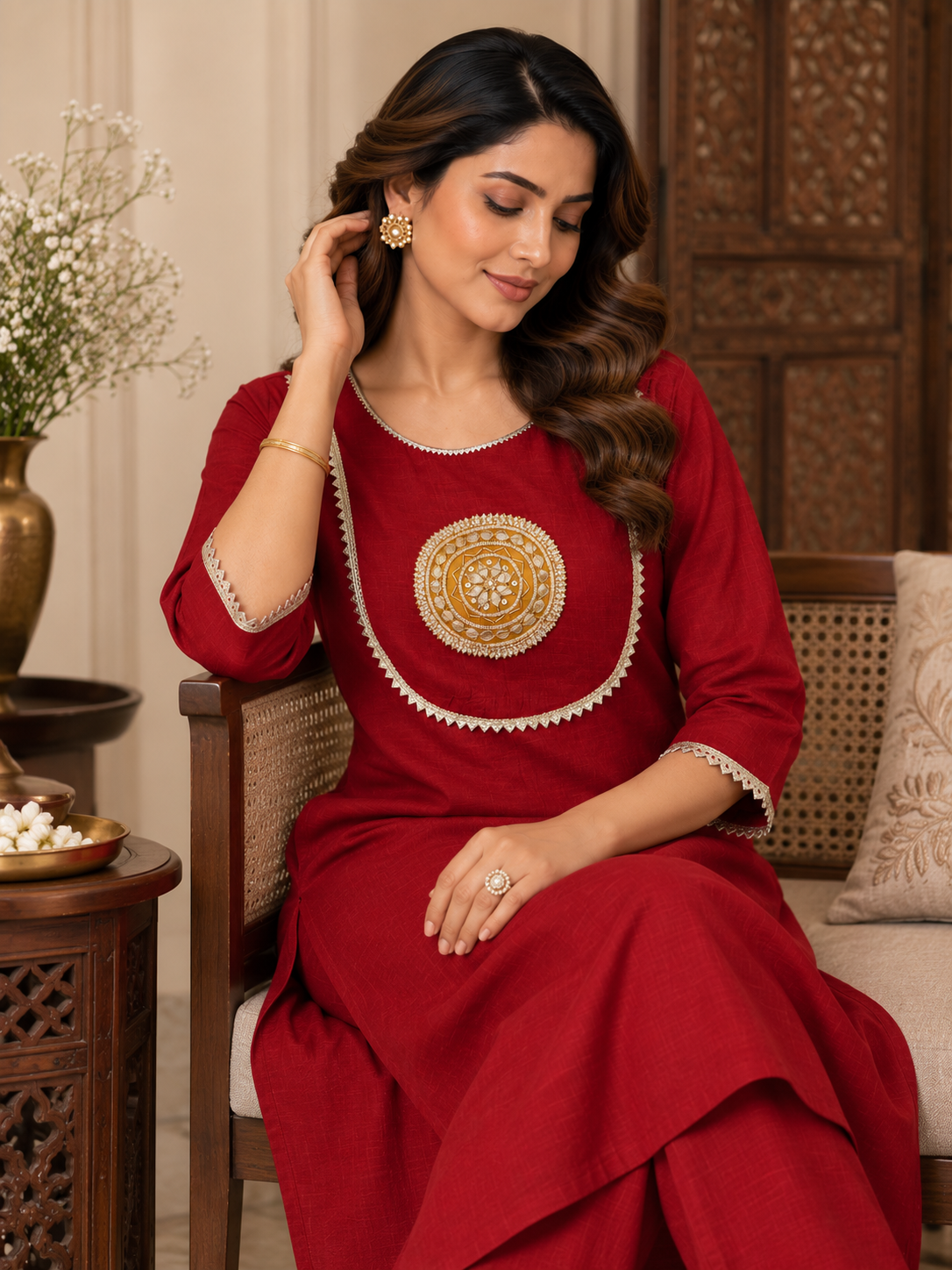 KALAA – Red Gota Work Embroidered Kurta Set