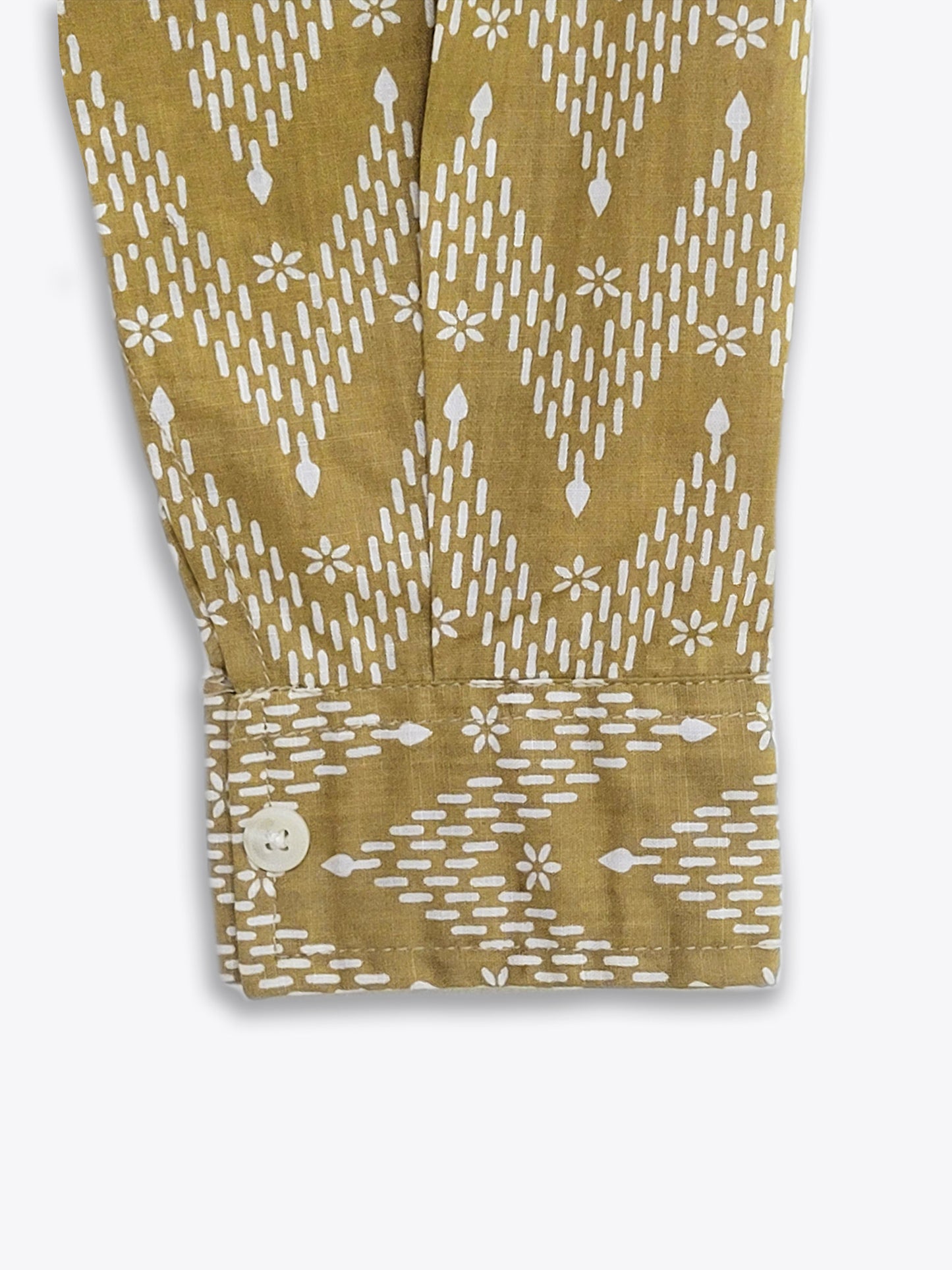Khaki Zigzag Print Linen Shirt