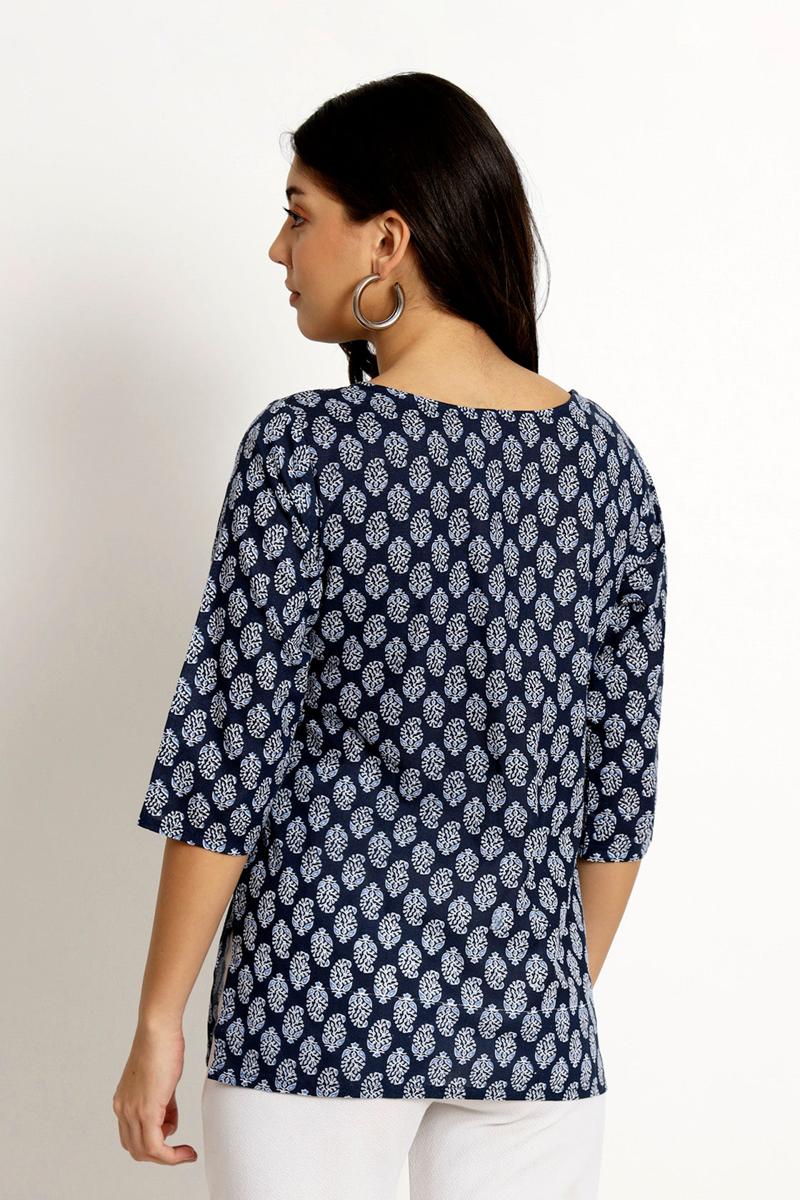 Navy Block Printed Short Tunic