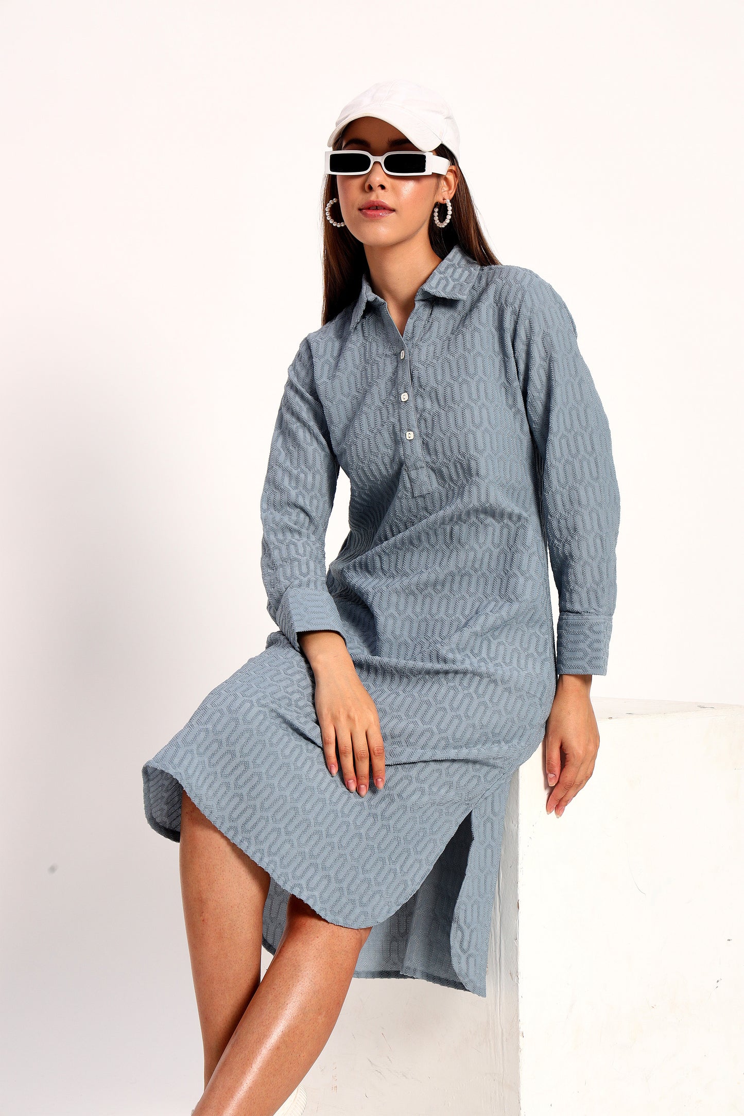 Wrinkle Grey Straight Dress