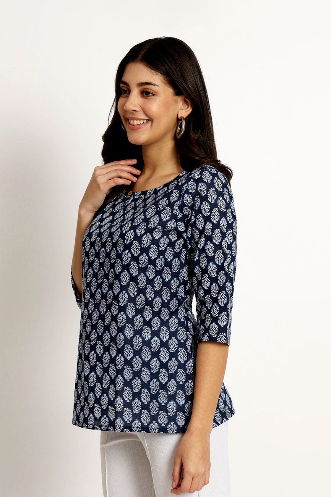 Navy Block Printed Short Tunic