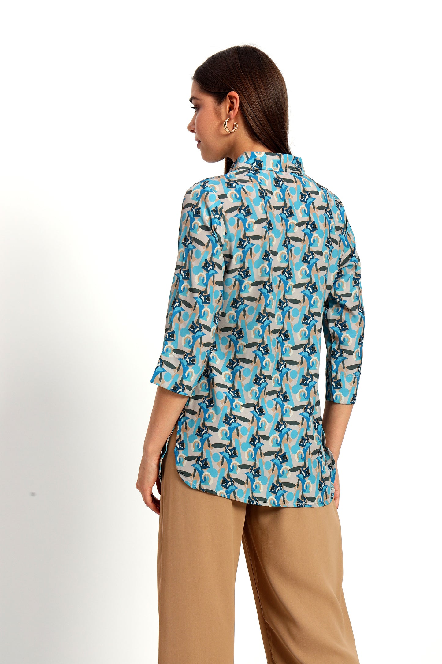 Abstract Print Shirt Style Tunic