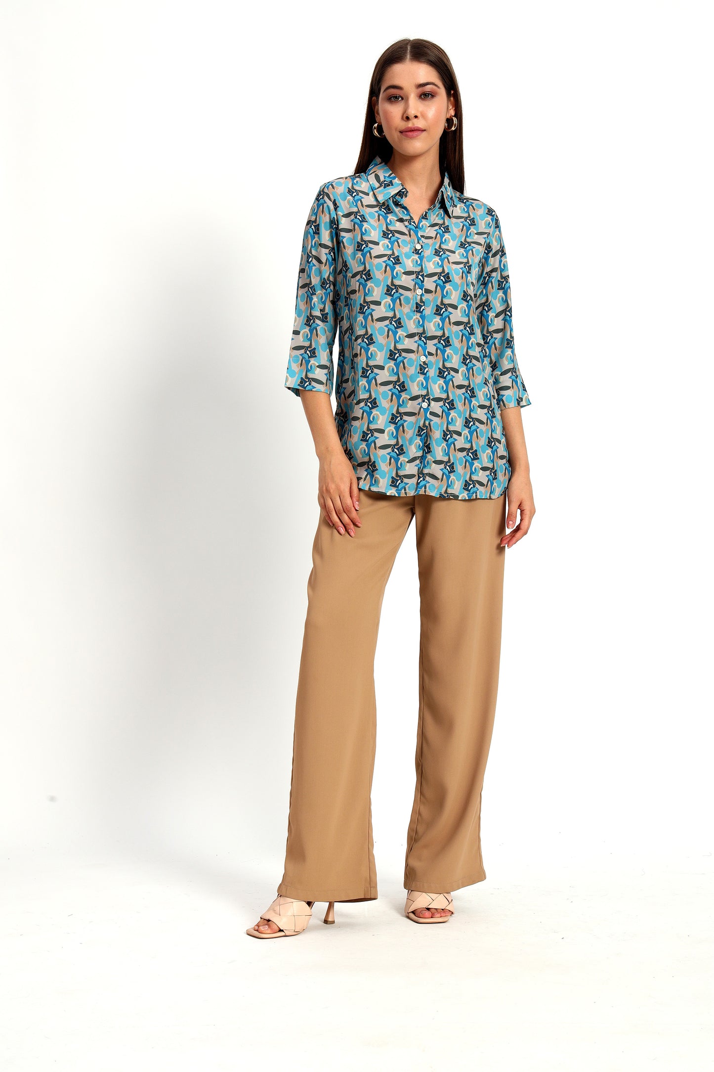 Abstract Print Shirt Style Tunic