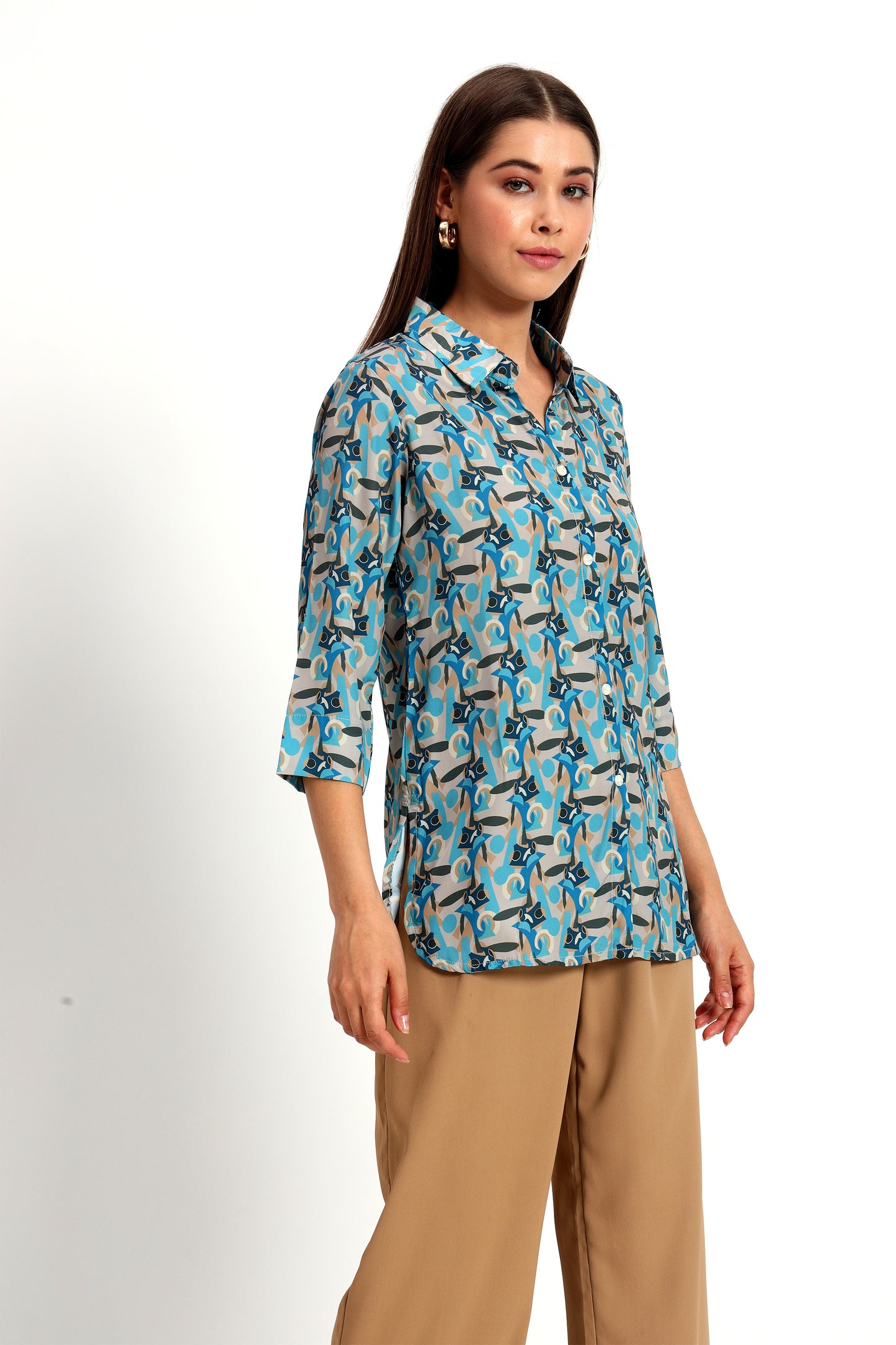 Abstract Print Shirt Style Tunic