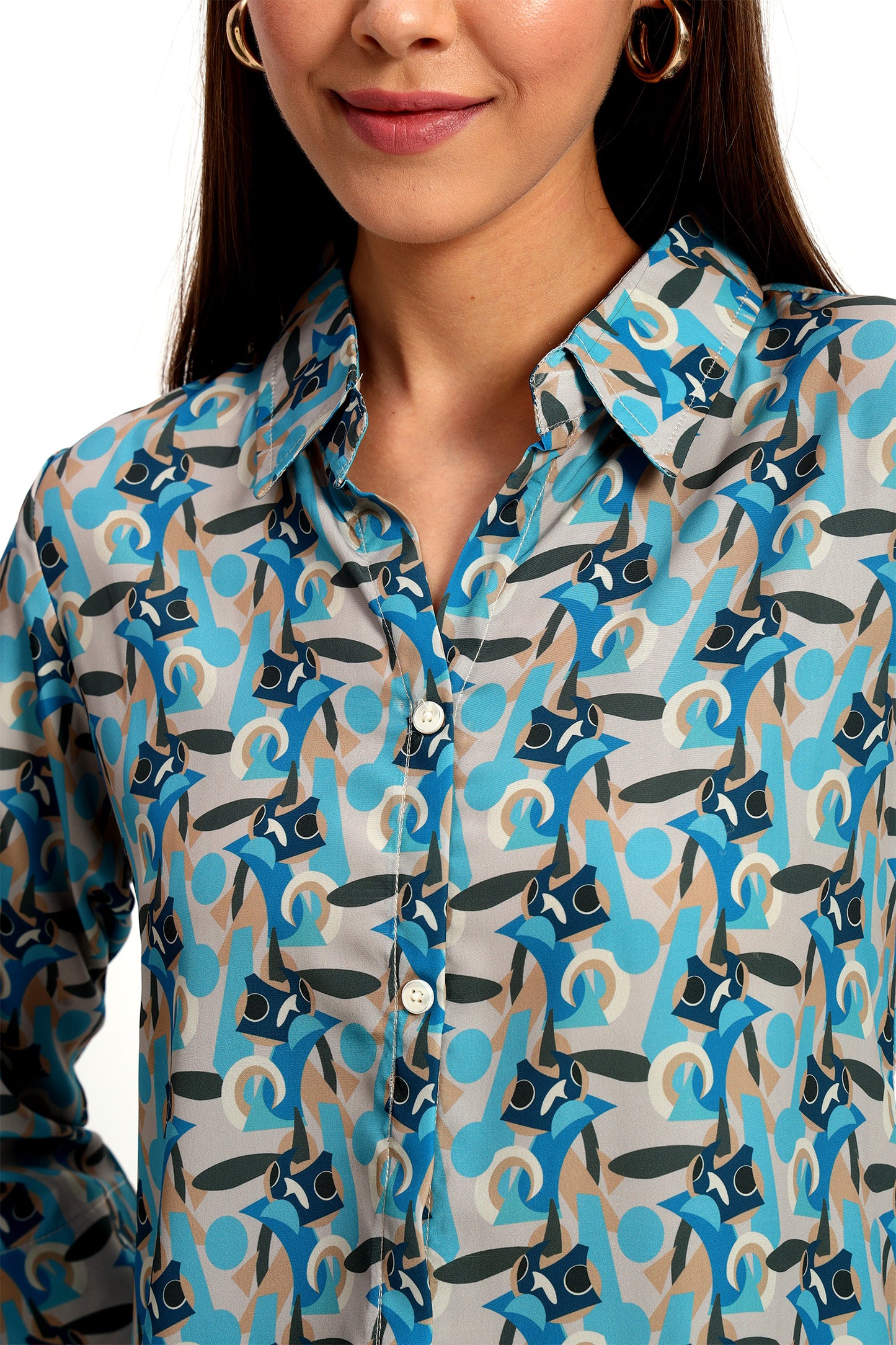 Abstract Print Shirt Style Tunic