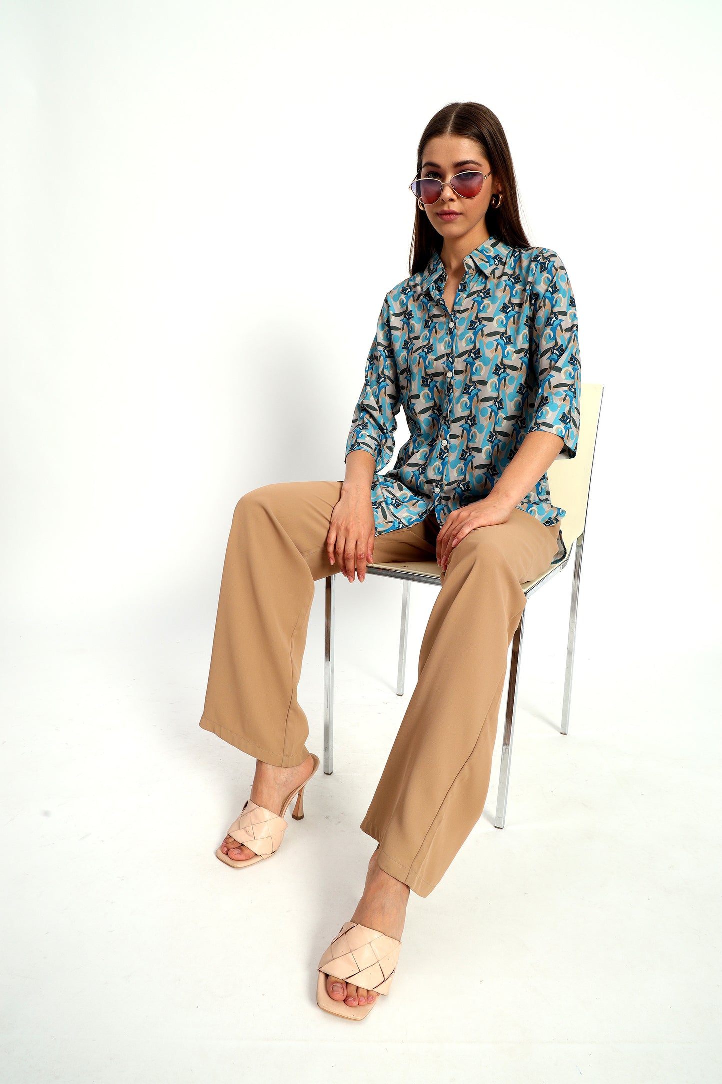 Abstract Print Shirt Style Tunic