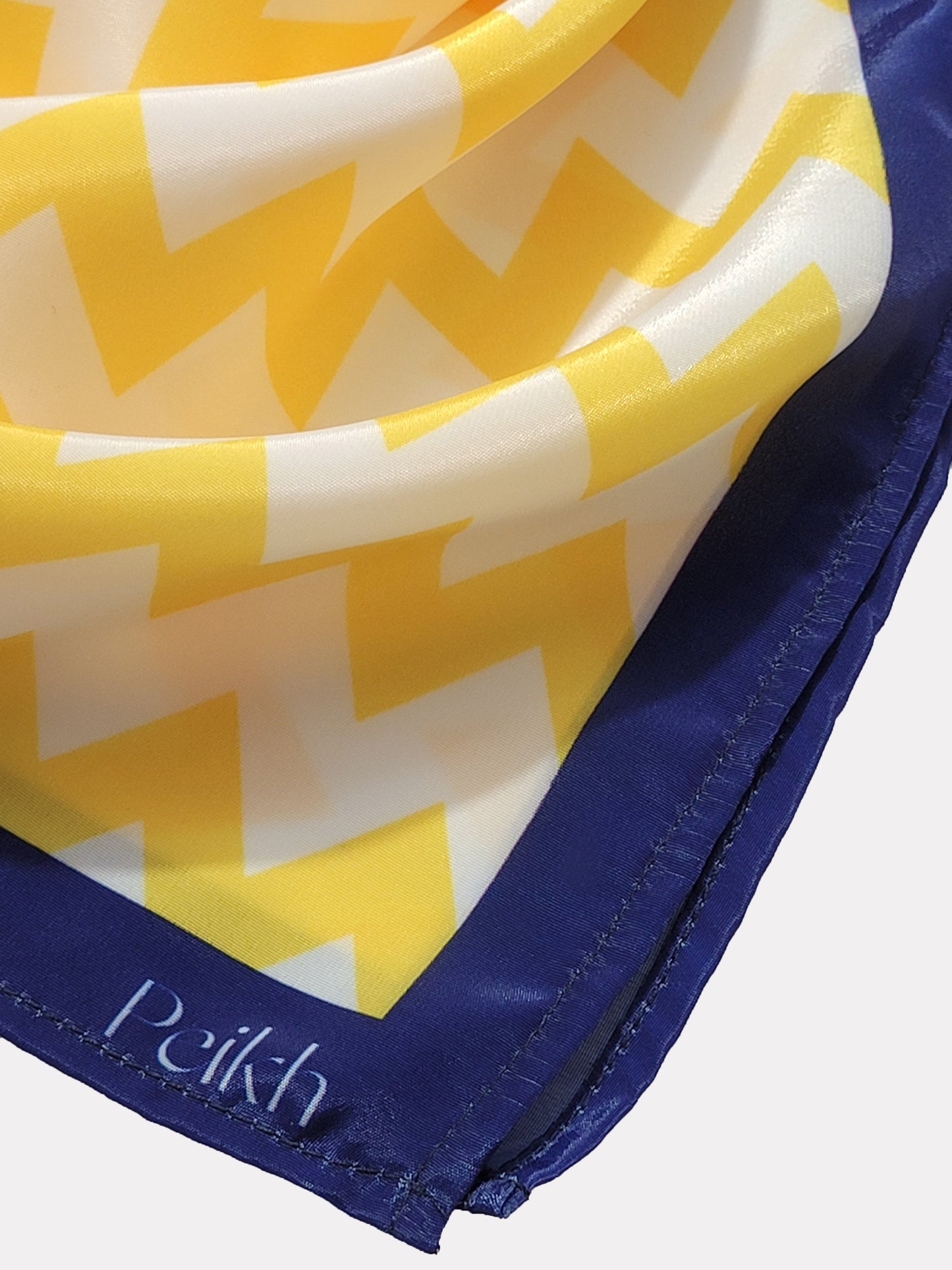 Yellow Zig Zag Printed Satin Scarf ( 20.5 x 20.5 Inches)