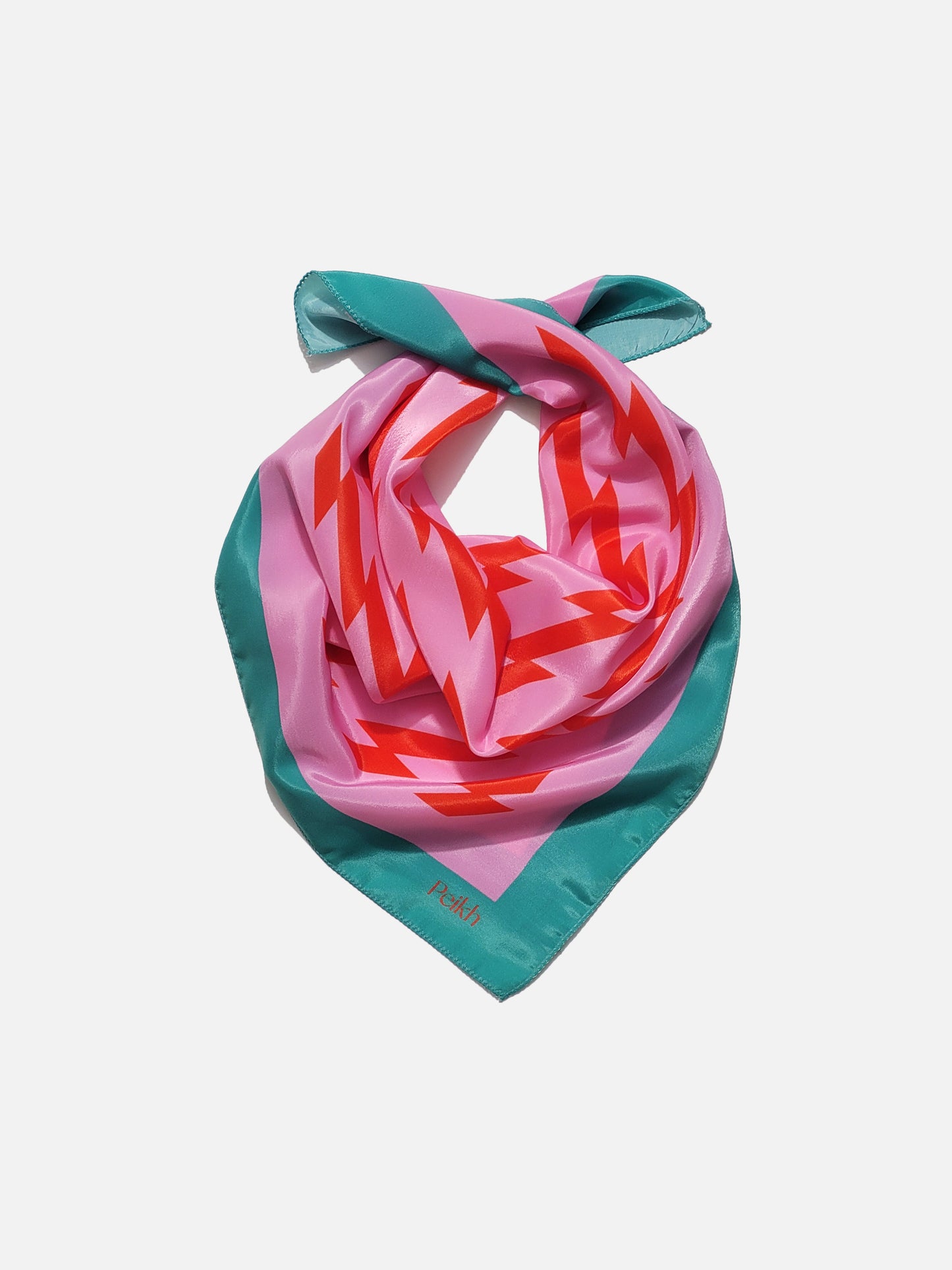 Pink Abstract Print Satin Scarf (20.5 x 20.5 Inches)