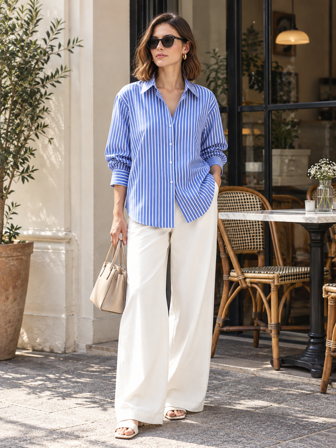 Classic Blue Striped Mul Cotton Shirt