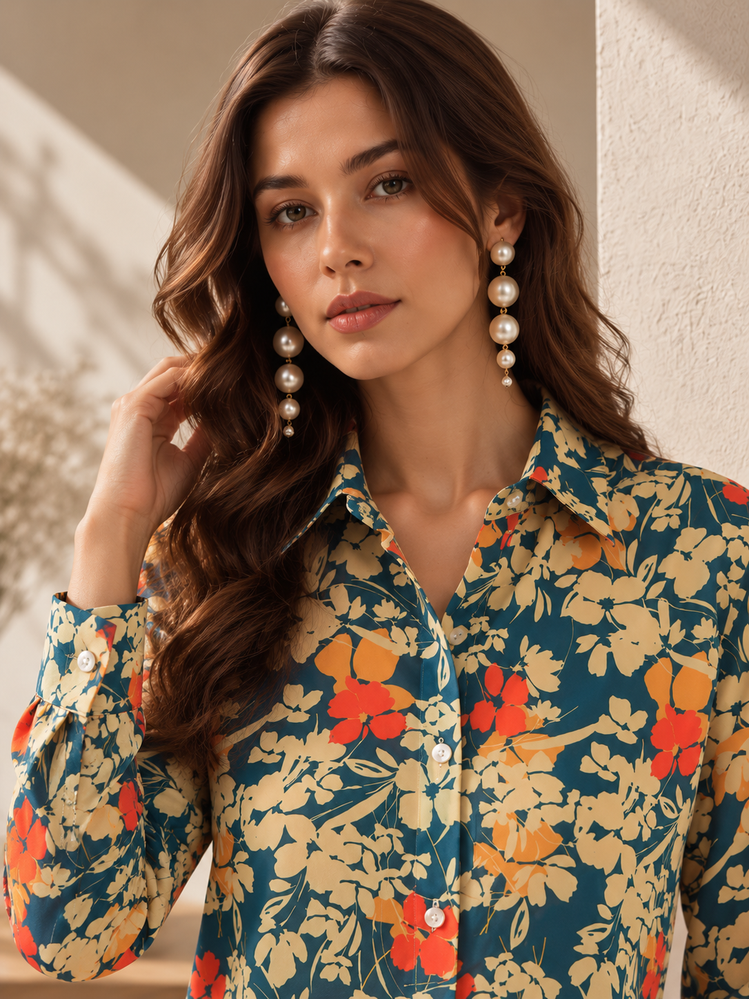 Navy Floral Print Shirt