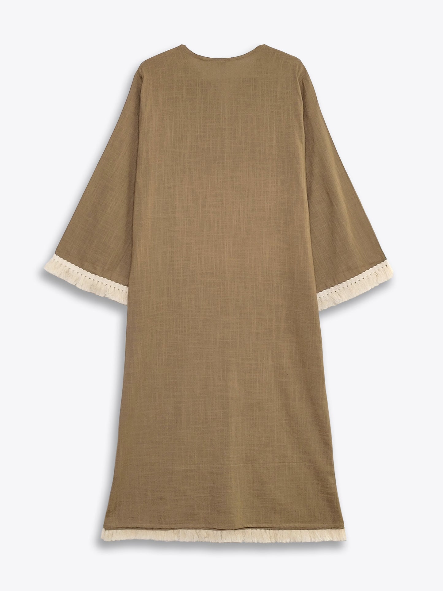 Camel Brown Embellished Cotton Straight Kurta Set