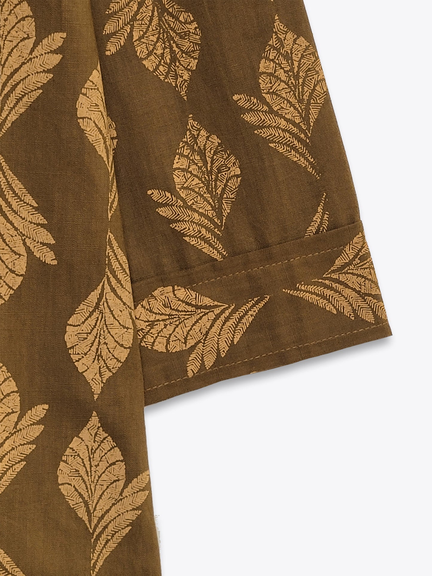 Brown Printed Lapel Collar Shirt