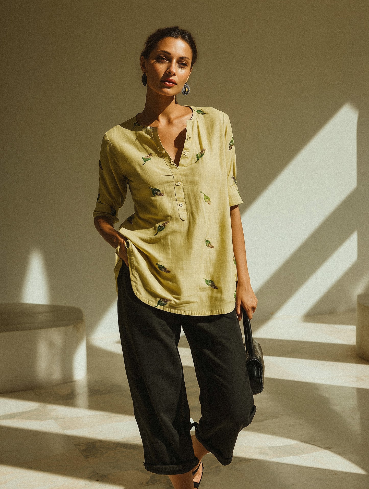 Chikoo Embroidered Cotton Top