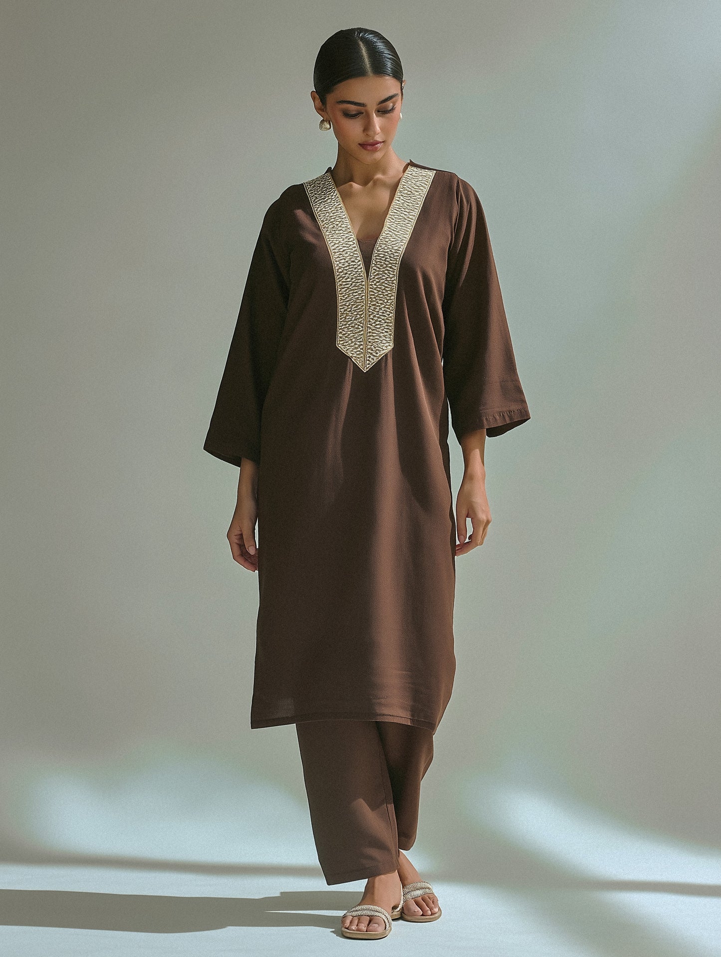 ZAHRA – Cocoa Kurta Set