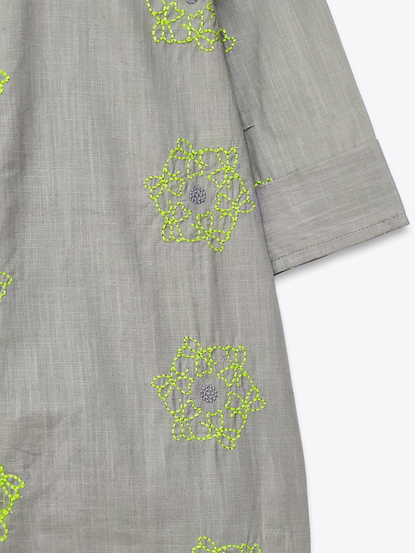 Grey Embroidered Cotton Top