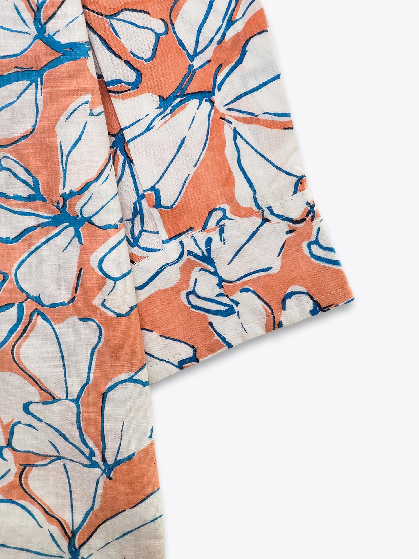 Floral Mandarin Collar Linen Shirt