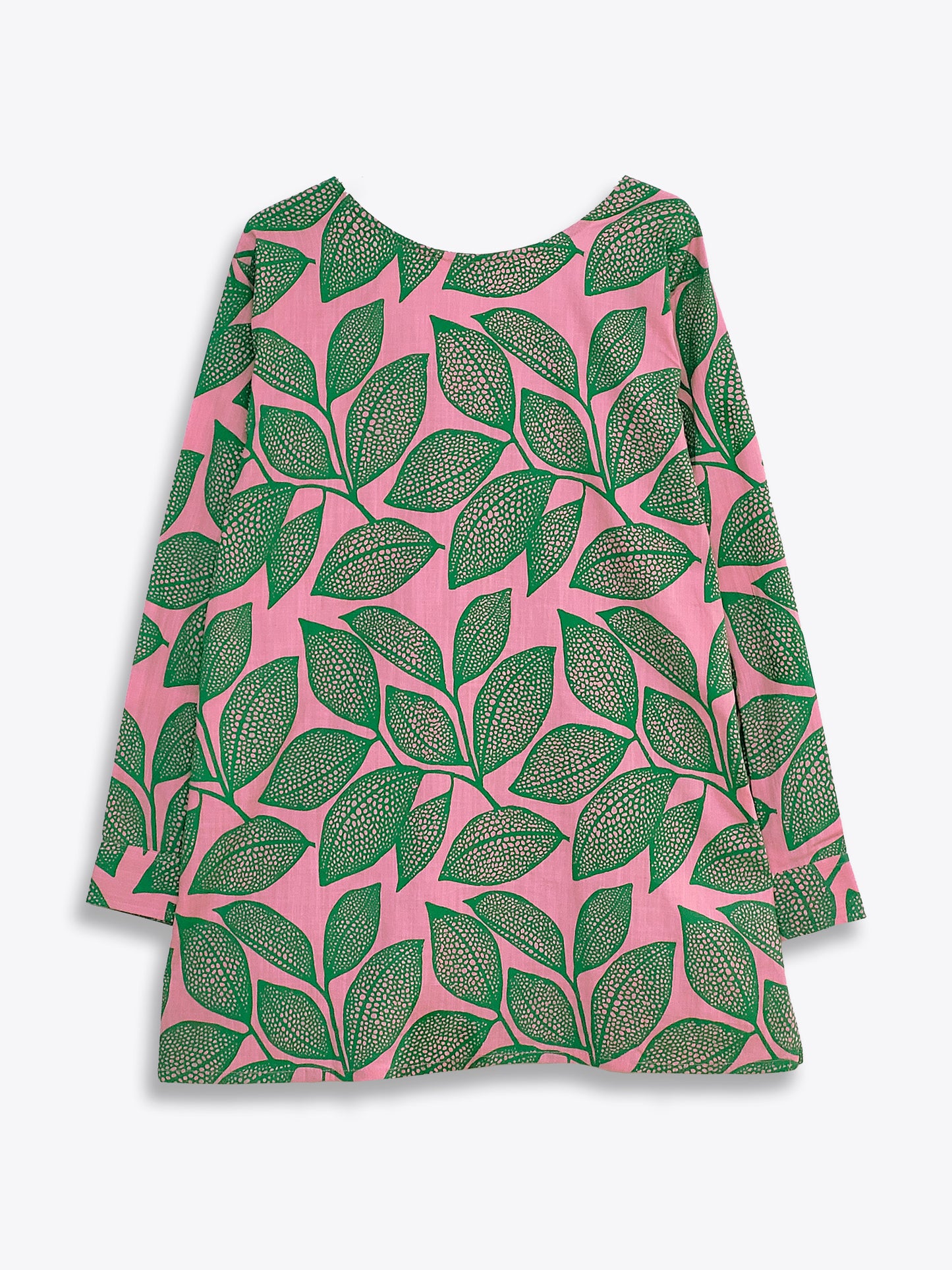 Pink Leafy V Neck Printed Shirt
