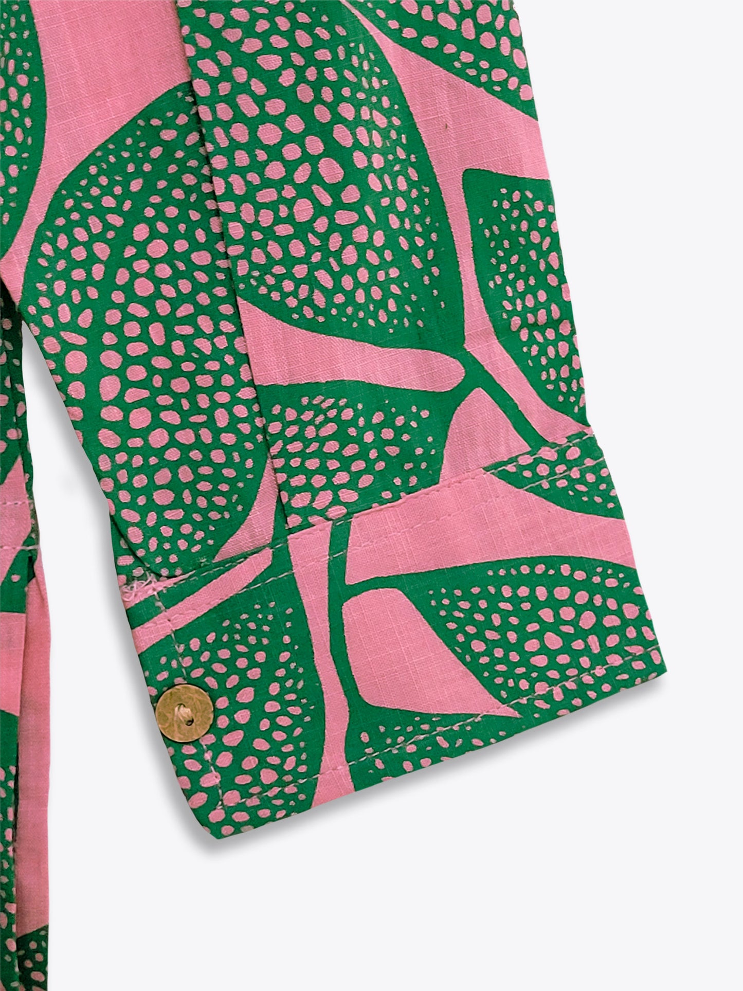Pink Leafy V Neck Printed Shirt