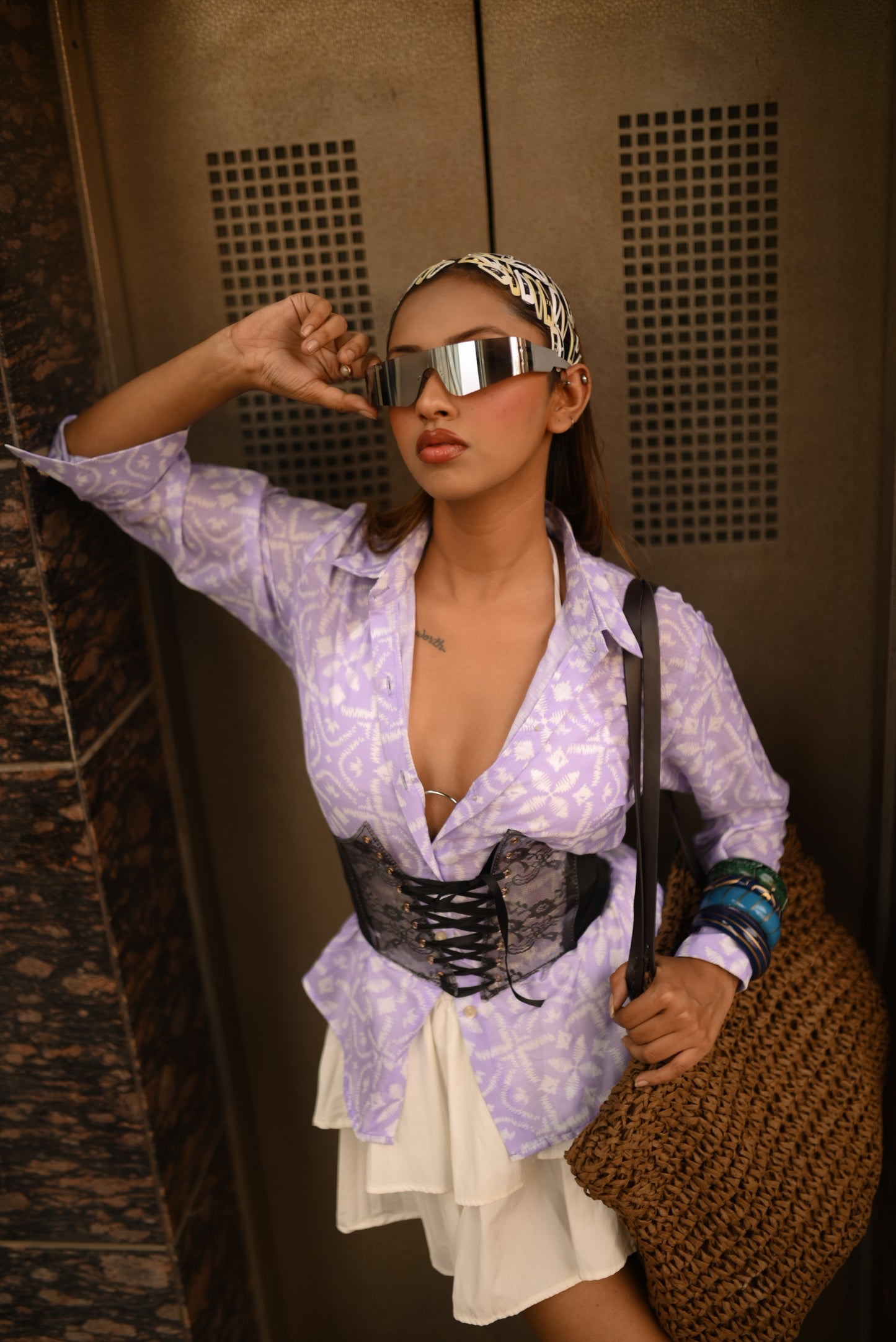 Lilac Ikat Print Shirt