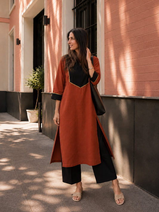 Rust Noir Kurta Set