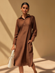 Wrinkle Brown Straight Dress