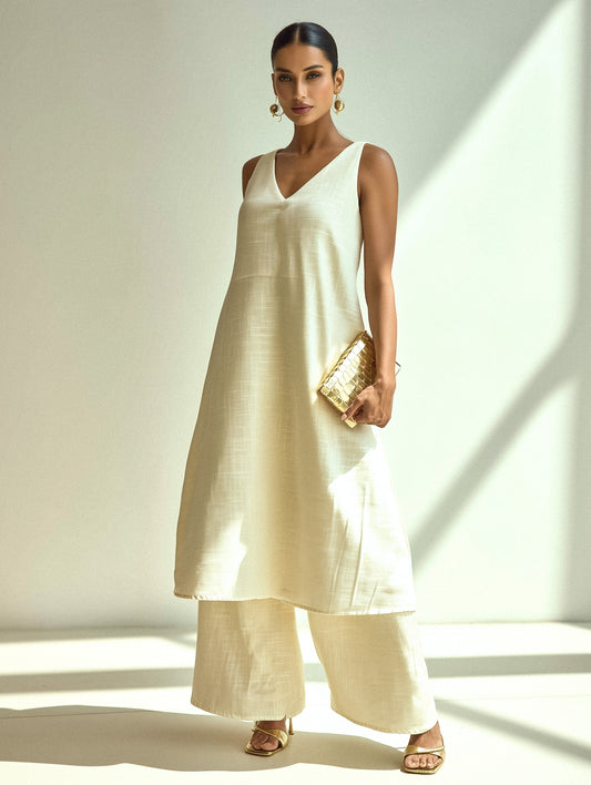 Off-White A-Line Kurta Set