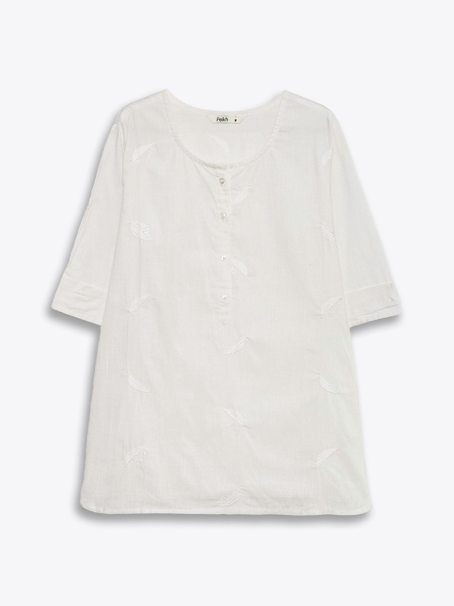 White Embroidered Cotton Top