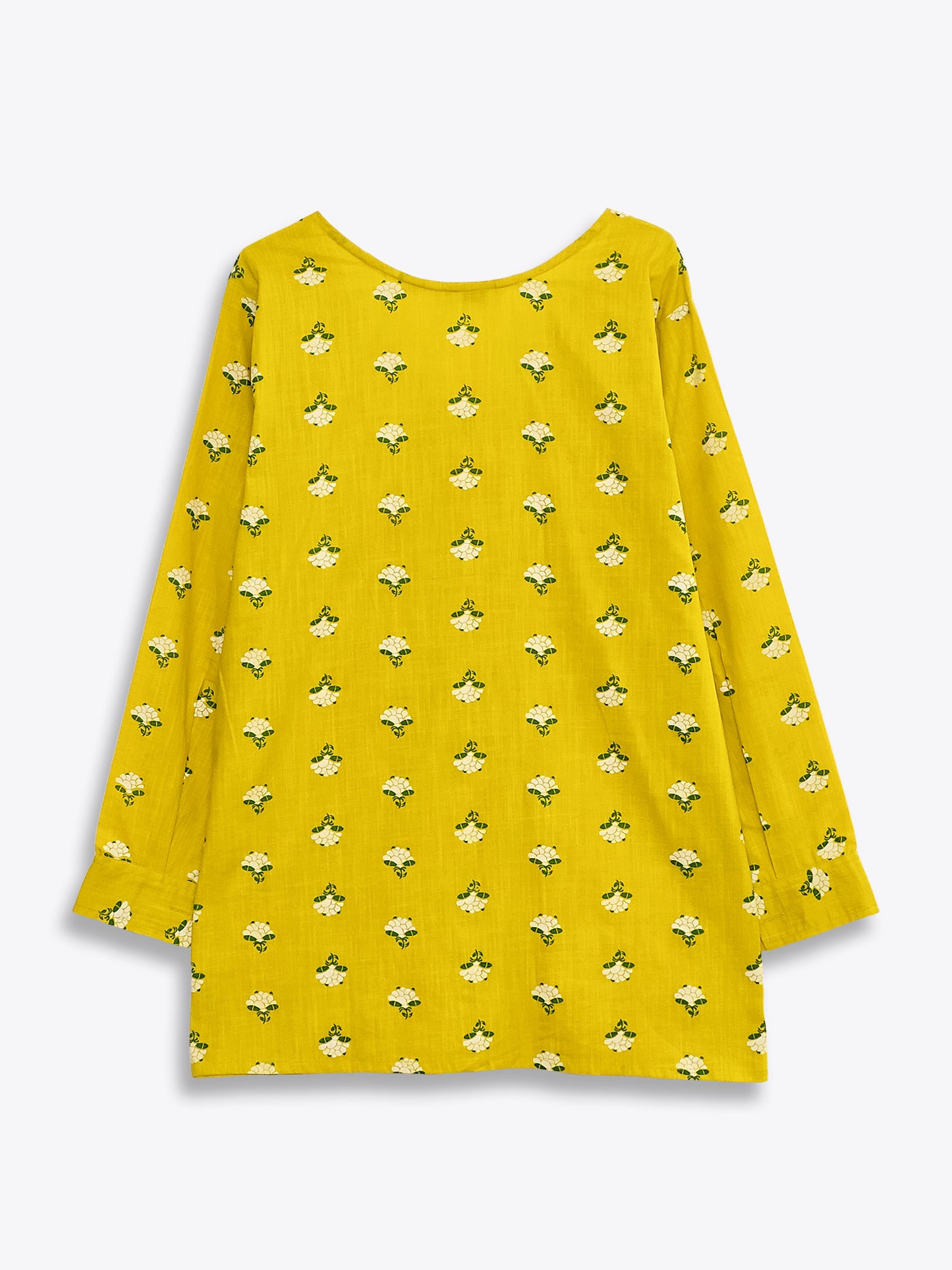 Yellow Floral Print V Neck Shirt