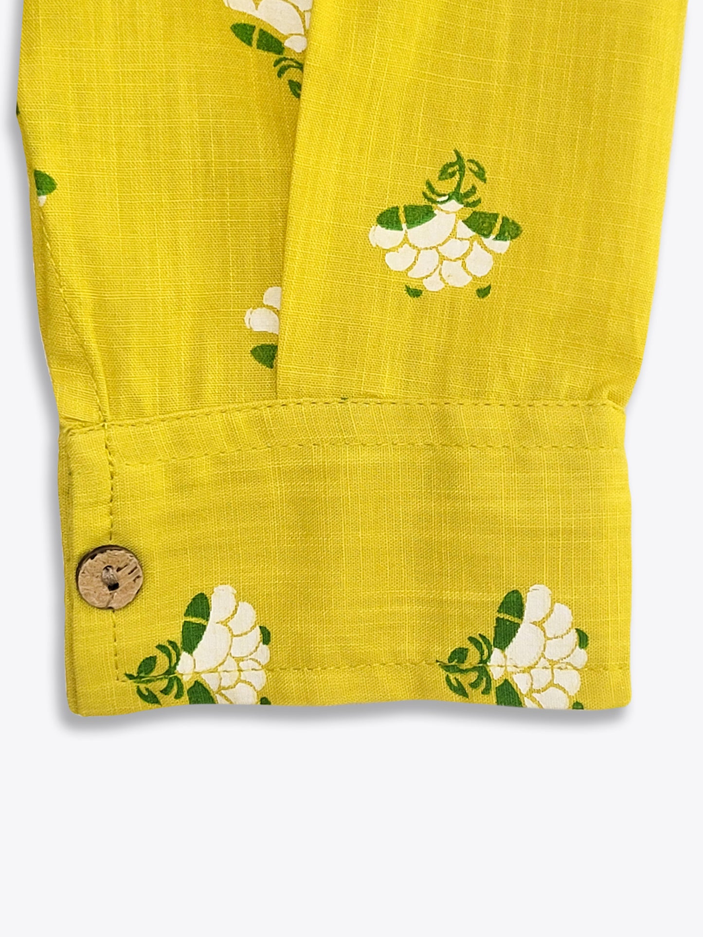 Yellow Floral Print V Neck Shirt