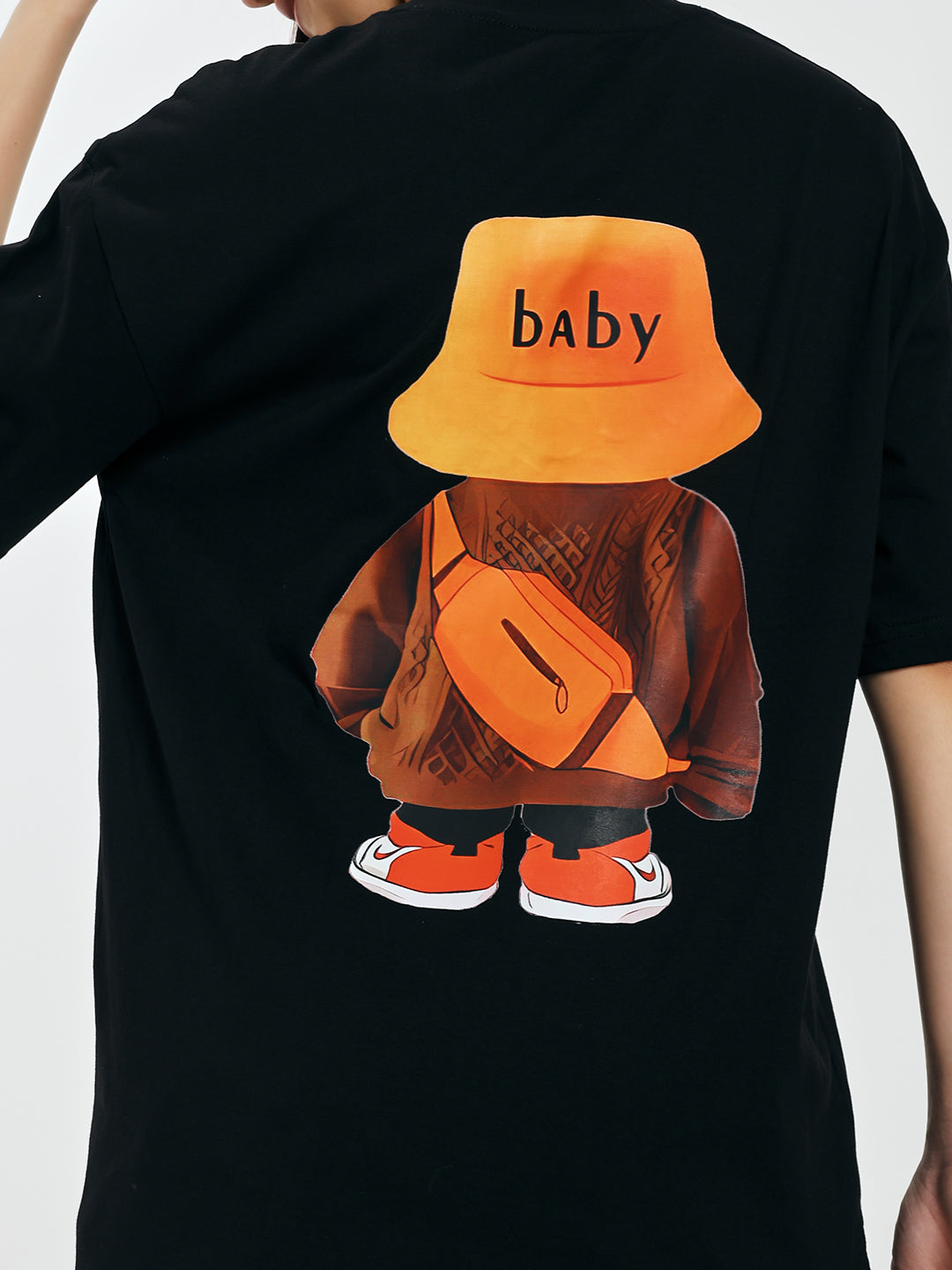 Printed Black Oversized T-Shirt
