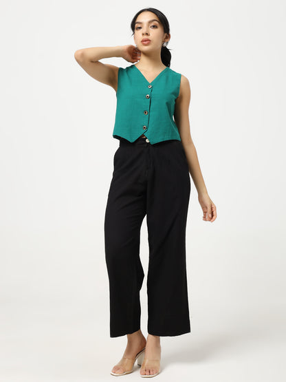 Green - Linen Blend Waistcoat