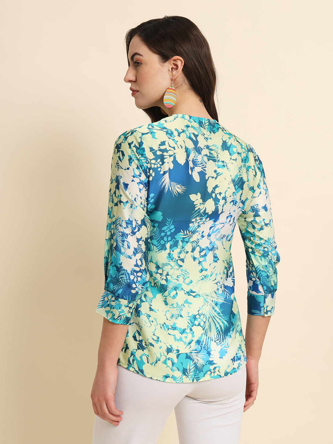 Satin Abstract Floral Print Shirt