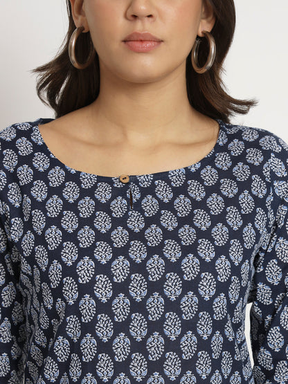 Navy Block Printed Short Tunic